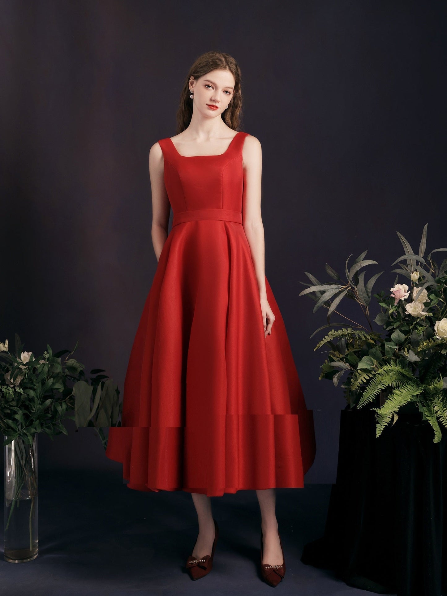 Retro Simple Dinner Backless Midi Dress For Women