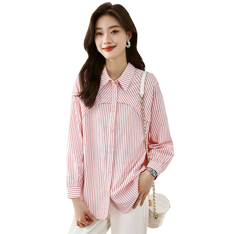French Striped Shirt Top For Women