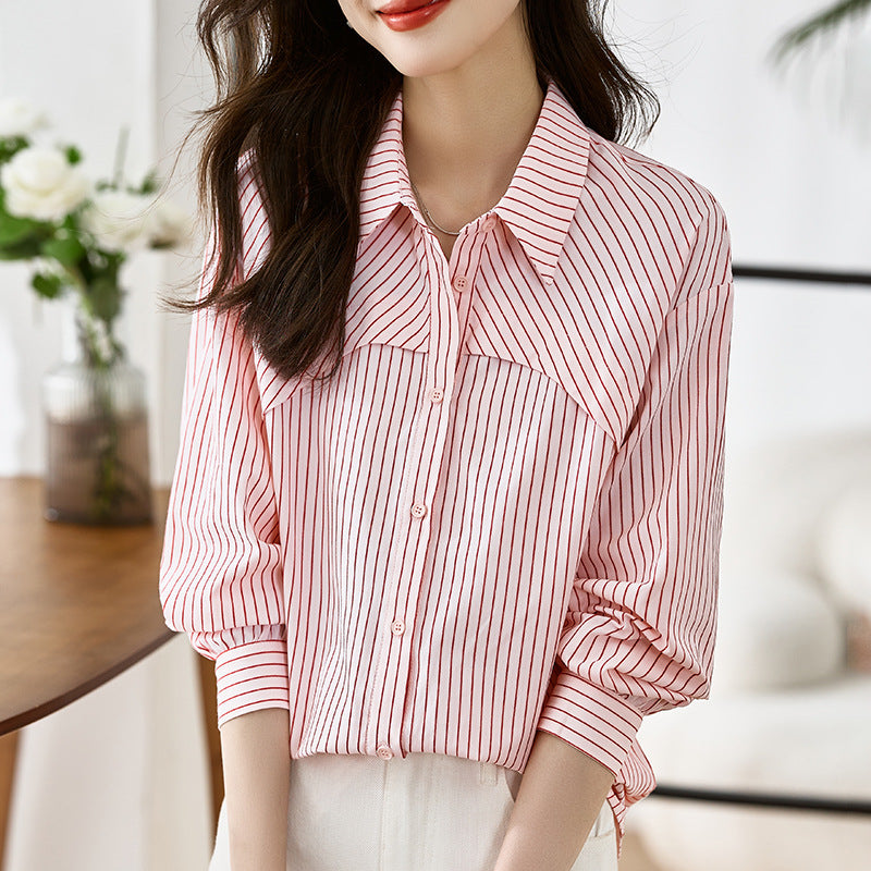French Striped Shirt Top For Women