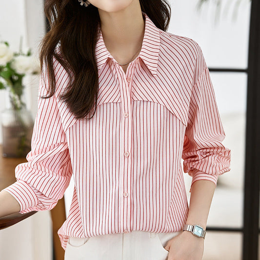 French Striped Shirt Top For Women