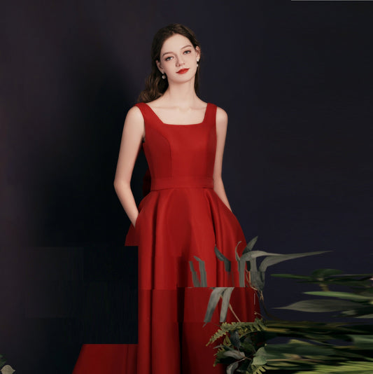 Retro Simple Dinner Backless Midi Dress For Women